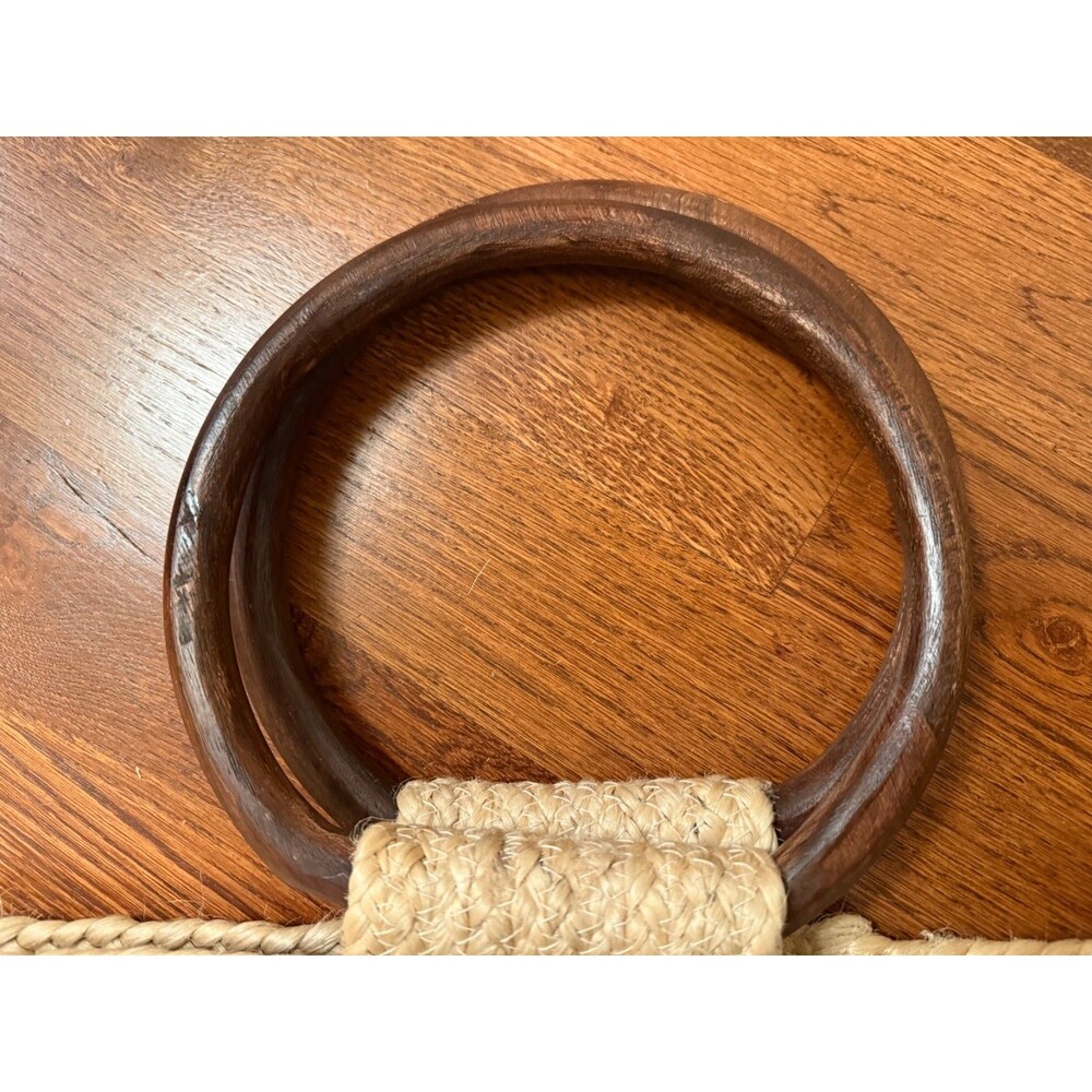 J. Jill Jute Market Tote Bag Purse Wooden Handles 18 x 16" NWOT - Picture 8 of 8